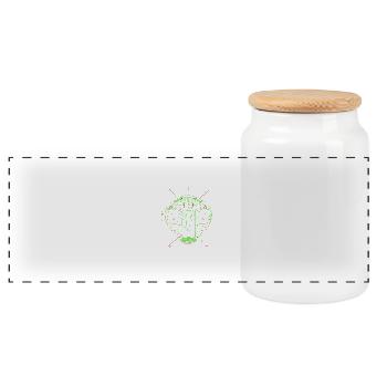 Cobra design - Panoramic Cookie Jar with Wooden Lid - white - Front