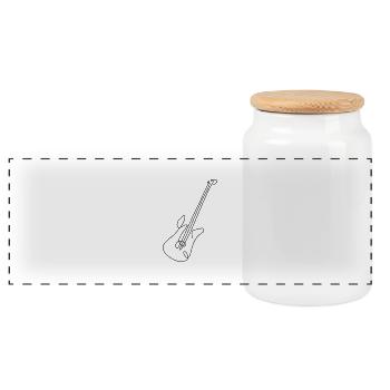 one line guitar - Panorama Keksdose mit Holzdeckel - Weiß - Vorne