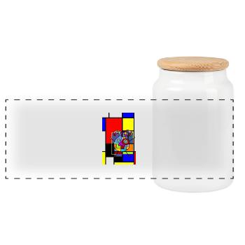 GÉOMÉTRIQUES AMOUR - Boîte à biscuits avec couvercle en bois - blanc - Devant