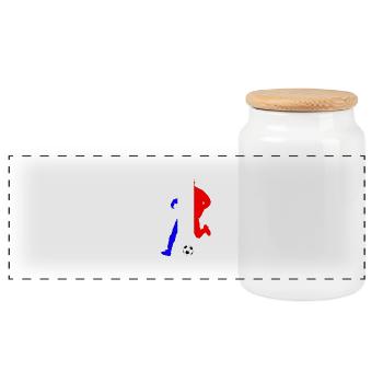 joueur de foot france - Panoramic Cookie Jar with Wooden Lid - white - Front