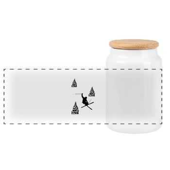 ski - Boîte à biscuits avec couvercle en bois - blanc - Devant