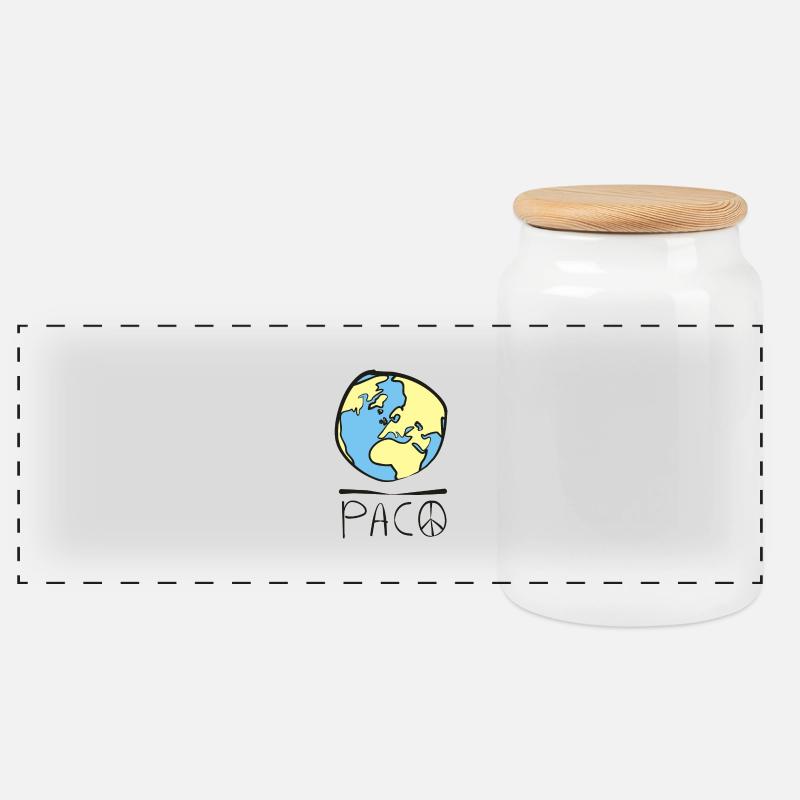 Paco Motiv Welt Frieden - Panorama Keksdose mit Holzdeckel - Weiß