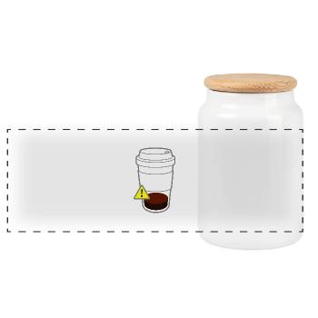 Warning Coffee - Panoramic Cookie Jar with Wooden Lid - white - Front