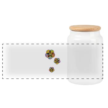 Venus Flower - base - Flowerpower Drilling - Panoramic Cookie Jar with Wooden Lid - white - Front