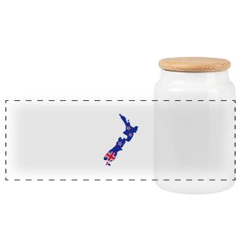 New Zealand - Panoramic Cookie Jar with Wooden Lid - white - Front
