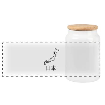 japan_2 - Panoramic Cookie Jar with Wooden Lid - white - Front