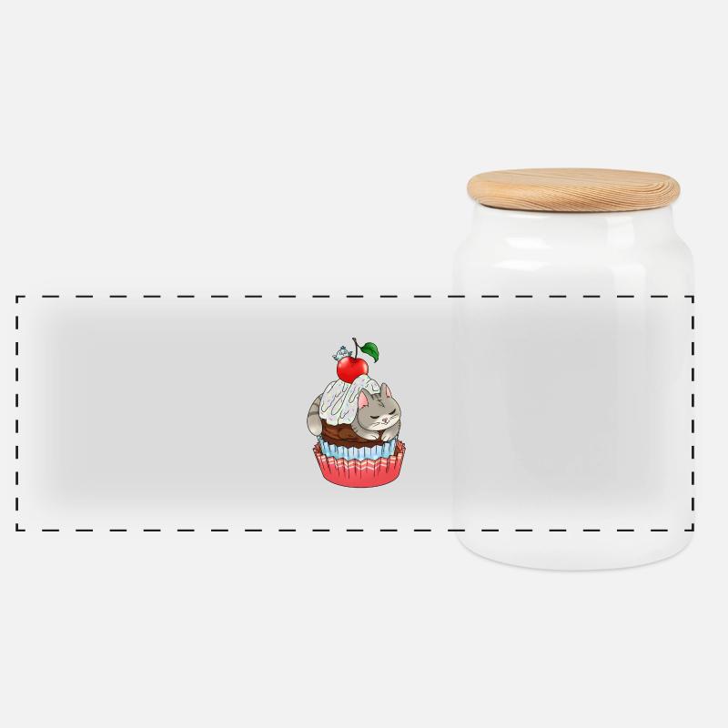 Muffincat - Panorama Keksdose mit Holzdeckel - Weiß