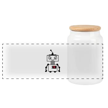 roboter_herz_2 - Boîte à biscuits avec couvercle en bois - blanc - Devant