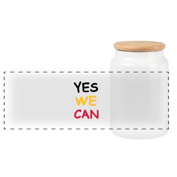 yes we can - Panorama Keksdose mit Holzdeckel - Weiß - Vorne