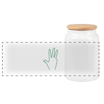 Hand Finger 4 - Panorama Keksdose mit Holzdeckel - Weiß - Vorne