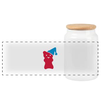Schlafmützen-Gummibär / night cap gummi bear (2c) - Panoramic Cookie Jar with Wooden Lid - white - Front