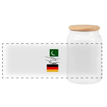 Pakistan & Deutschland - Panorama Keksdose mit Holzdeckel - Weiß - Vorne