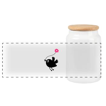Oiseau de vol cale fleur - Boîte à biscuits avec couvercle en bois - blanc - Devant