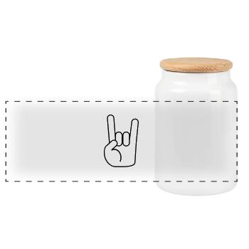 party_hand_f1 - Panoramic Cookie Jar with Wooden Lid - white - Front