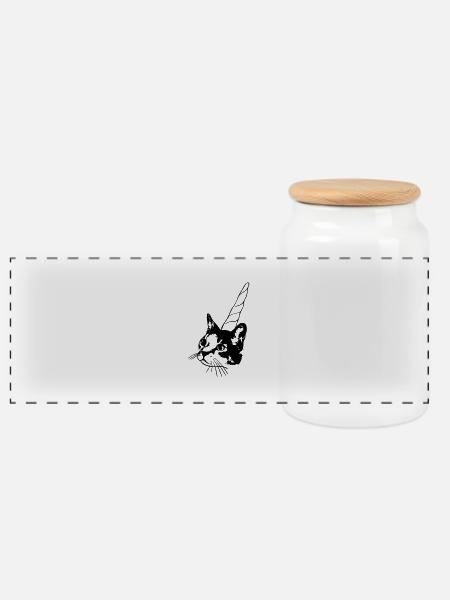 UNICORN CAT - Panorama Keksdose mit Holzdeckel - Weiß