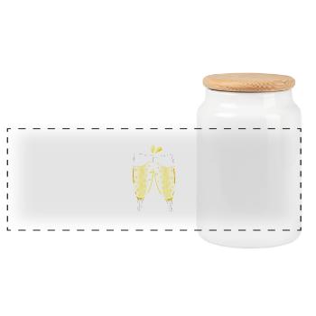 Smiley Cheers - Panoramic Cookie Jar with Wooden Lid - white - Front