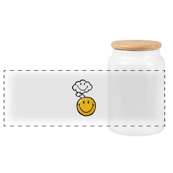 Smiley Thought - Panoramic Cookie Jar with Wooden Lid - white - Front