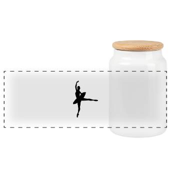 ballerina - Panoramic Cookie Jar with Wooden Lid - white - Front
