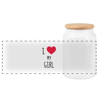 Girl Mädchen Fille Baby Bébé Birth Naissance Frau - Panoramic Cookie Jar with Wooden Lid - white - Front