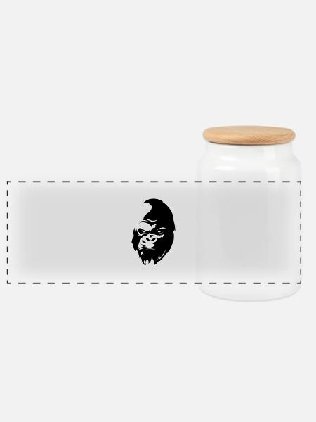 gorilla - Panorama Keksdose mit Holzdeckel - Weiß