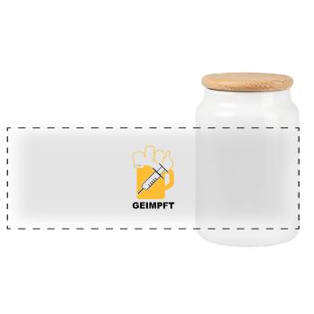 Bier Liga Logo Geimpft 1 - Panorama Keksdose mit Holzdeckel - Weiß - Vorne