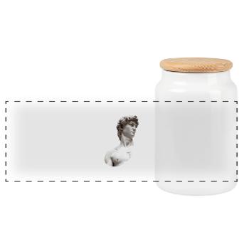 David | Michelangelo di Lodovico Buonarroti Simoni - Panoramic Cookie Jar with Wooden Lid - white - Front