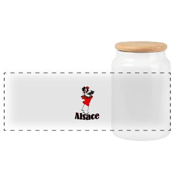 Stork region Alsace - Panoramic Cookie Jar with Wooden Lid - white - Front