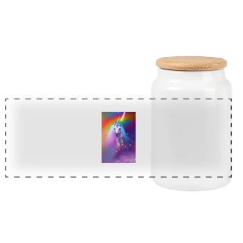 Licorne - Boîte à biscuits avec couvercle en bois - blanc - Devant