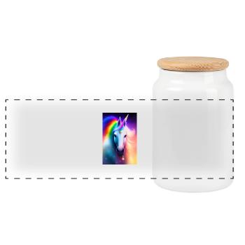 Licorne - Boîte à biscuits avec couvercle en bois - blanc - Devant
