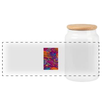 Retro Pattern - Panoramic Cookie Jar with Wooden Lid - white - Front