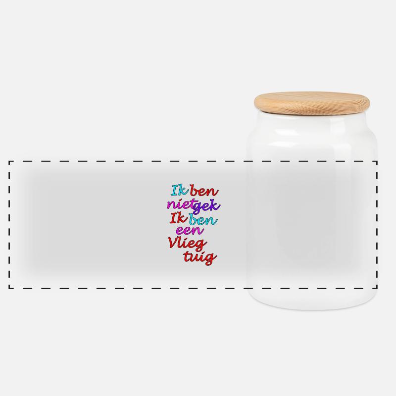 Ich bin nicht verrückt, ich bin ein Flugzeug - Panorama Keksdose mit Holzdeckel - Weiß