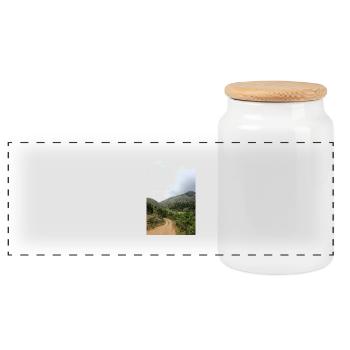 Berg Berge Berglandschaft Poster - Panorama Keksdose mit Holzdeckel - Weiß - Vorne