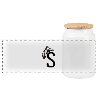 Lettre s motifs léopard - Boîte à biscuits avec couvercle en bois - blanc - Devant