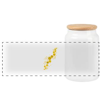 Diagonal Bubbles - Gold / Yellow - Panoramic Cookie Jar with Wooden Lid - white - Front