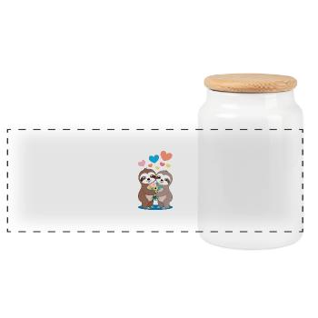 Verliebte Faultiere Süß am Valentinstag Liebe - Panorama Keksdose mit Holzdeckel - Weiß - Vorne