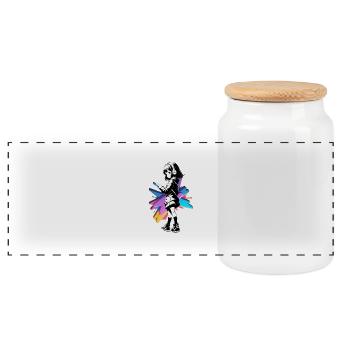 Street Art Fille 23245 - Boîte à biscuits avec couvercle en bois - blanc - Devant
