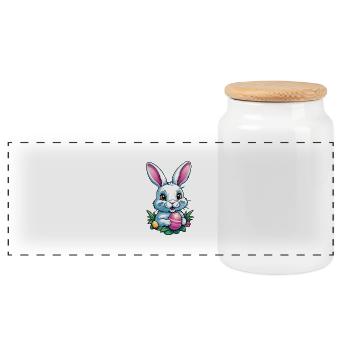 Lapin de Pâques - Boîte à biscuits avec couvercle en bois - blanc - Devant