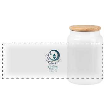 Ramadan Gift Eid Mubarak Islam Allah Muslim - Panoramic Cookie Jar with Wooden Lid - white - Front