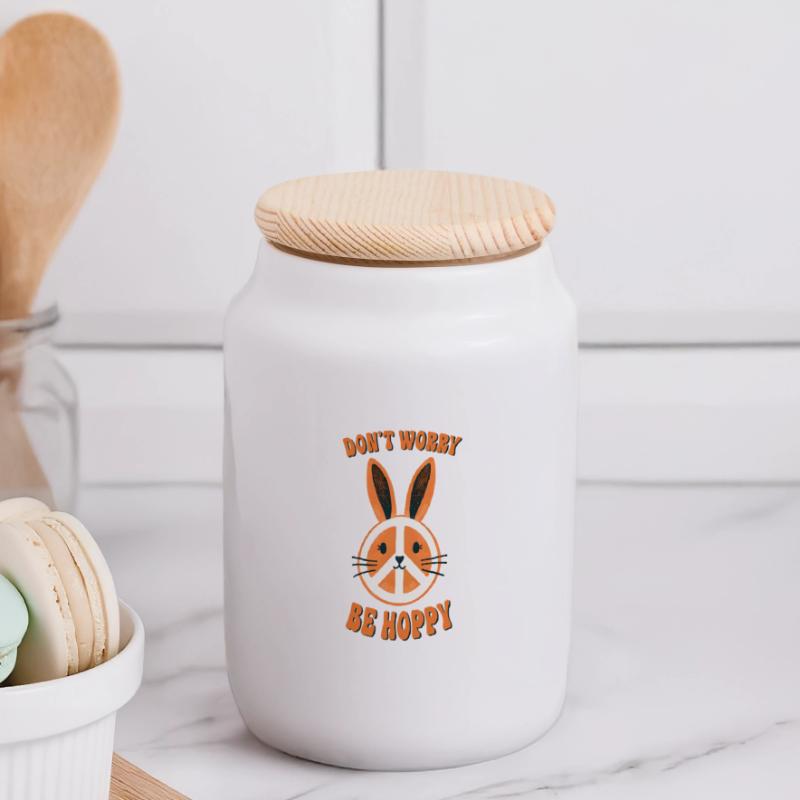Easter Easter Bunny Easter Eve Easter Sunday Easter Egg Spring Panoramic Cookie Jar with Wooden Lid