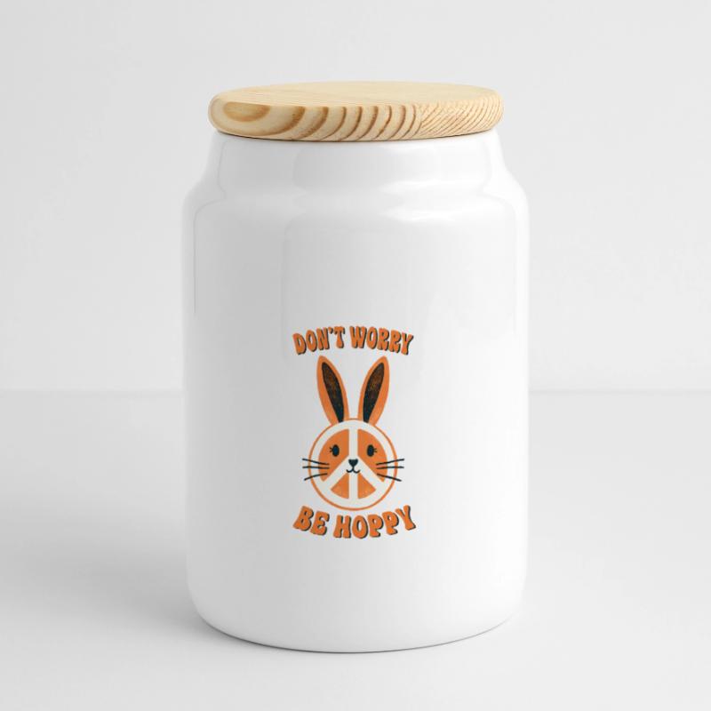 Easter Easter Bunny Easter Eve Easter Sunday Easter Egg Spring Panoramic Cookie Jar with Wooden Lid