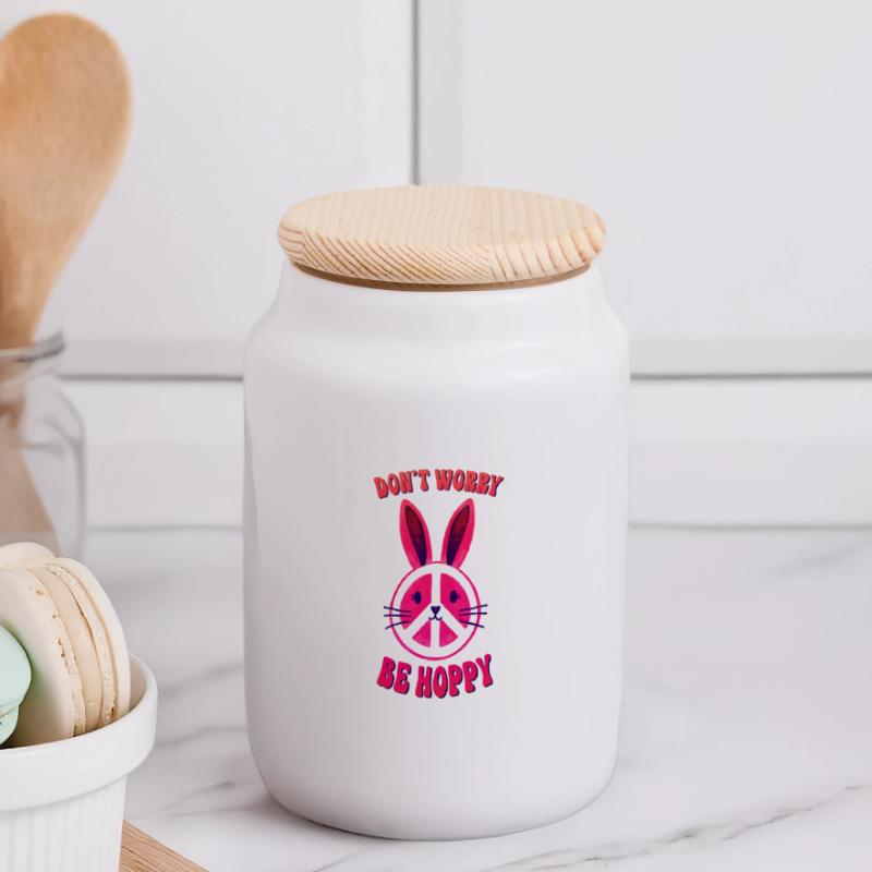 Easter Easter Bunny Easter Eve Easter Sunday Easter Egg Spring Panoramic Cookie Jar with Wooden Lid