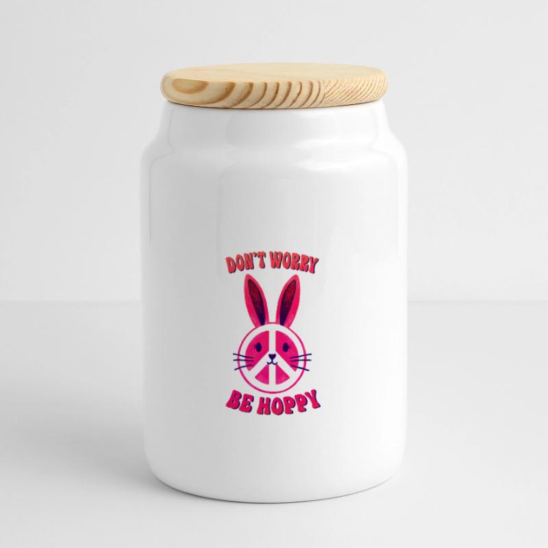 Easter Easter Bunny Easter Eve Easter Sunday Easter Egg Spring Panoramic Cookie Jar with Wooden Lid