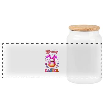 Easter Easter Bunny Easter Eve Easter Sunday Easter Egg Spring - Panoramic Cookie Jar with Wooden Lid - white - Front