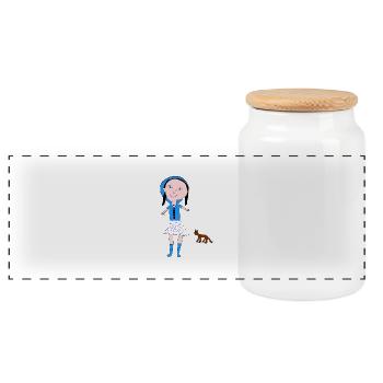 PETIT FILLE CHAT - Boîte à biscuits avec couvercle en bois - blanc - Devant