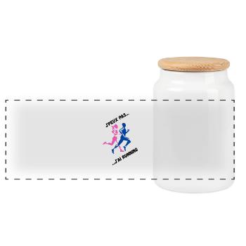 I can't I have Running - Panoramic Cookie Jar with Wooden Lid - white - Front