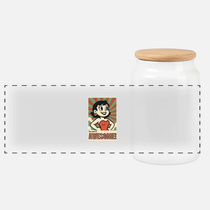 Heute wird großartig! – Retro-Poster mit Motivatio - Panorama Keksdose mit Holzdeckel - Weiß