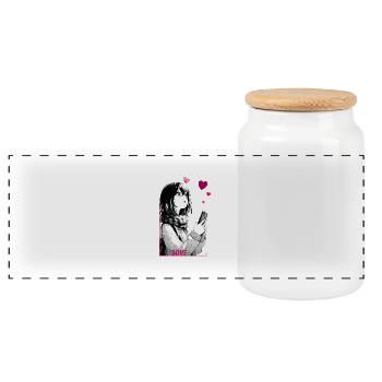 amour - Boîte à biscuits avec couvercle en bois - blanc - Devant