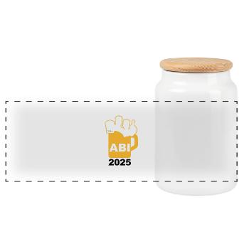 Bier Liga Logo ABI 2025 Maßkrug 3 - Panorama Keksdose mit Holzdeckel - Weiß - Vorne