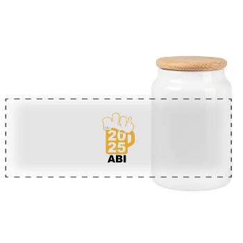 Bier Liga Logo ABI 2025 Maßkrug 5 - Panorama Keksdose mit Holzdeckel - Weiß - Vorne