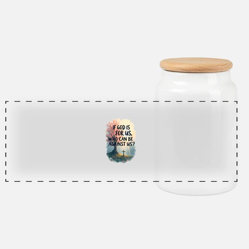 If God Is for Us - Panoramic Cookie Jar with Wooden Lid - white